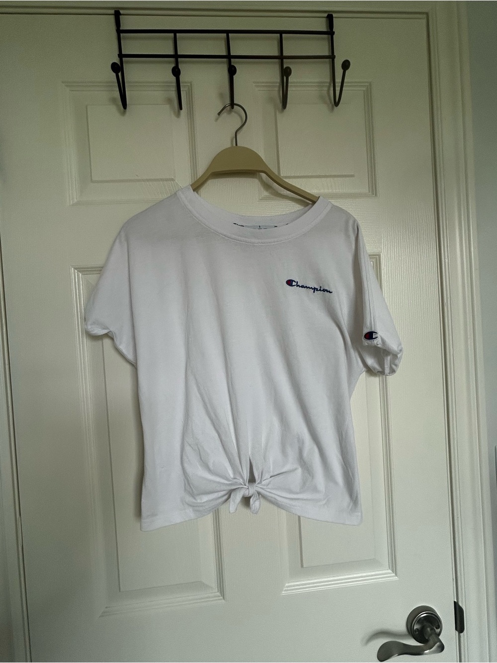 Champion White Tie-Front Logo T-Shirt Women’s Small